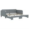 vidaXL Slaapbank met onderschuifbed 100x190 cm stof lichtgrijs