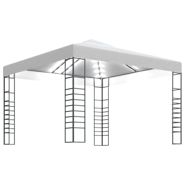 vidaXL Tuinpaviljoen met LED-lichtslinger 3x3 m wit