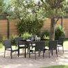 vidaXL Tuin eettafelset met kussen 7 pcs Zwart poly rattan