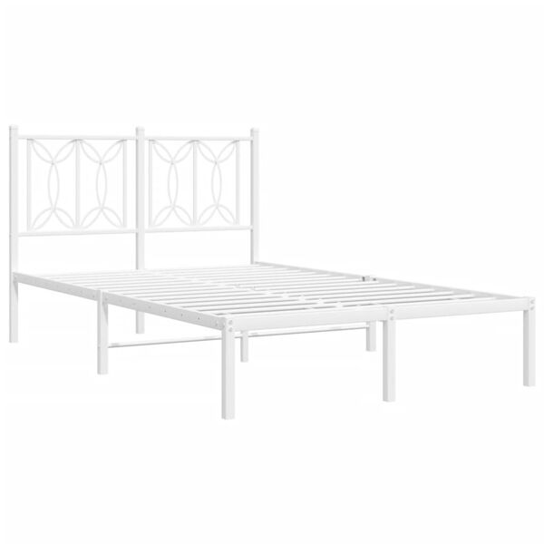 vidaXL Bedframe met hoofdbord metaal wit 120x190 cm