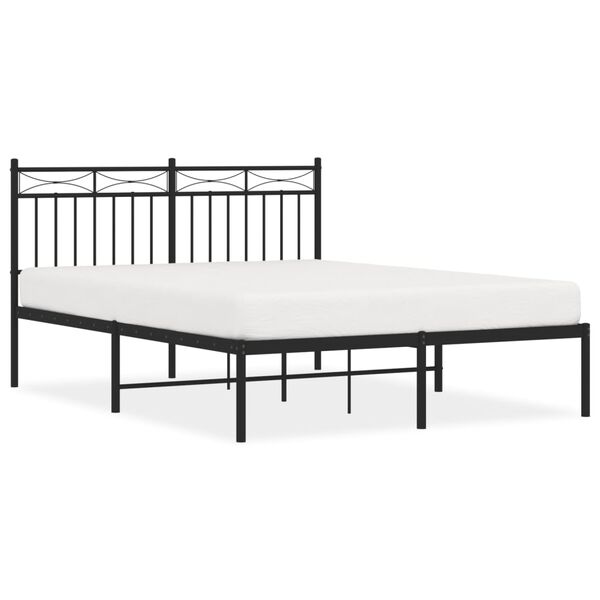 vidaXL Bedframe met hoofdbord metaal zwart 140x190 cm