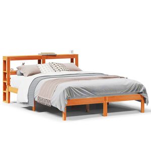 vidaXL Bedframe met hoofdbord massief grenenhout wasbruin 160x200 cm