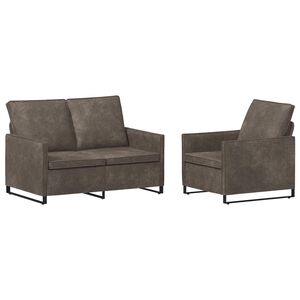 vidaXL Bankstel 2 pcs Donkergrijs Faux Su&egrave;de Stof