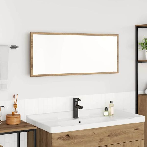 vidaXL Spiegel met spiegel Artisan Eiken 90 x 8,5 x 37 cm Bewerkt hout