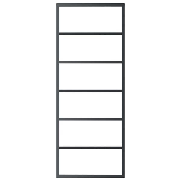 vidaXL Schuifdeur 76x205 cm ESG-glas en aluminium zwart