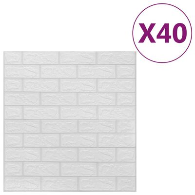 vidaXL 3D-behang zelfklevend 40 st bakstenen wit