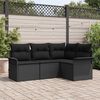 vidaXL Tuin Sofa Set met kussen 4 pcs Zwart poly rattan