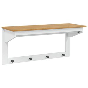 vidaXL Kapstok HILL Wit en honingbruin 90 x 35 x 41.5 cm