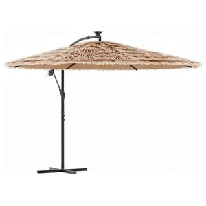 vidaXL Parasol met LED's en stalen paal 246x246x230 cm bruin