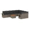 vidaXL 10-delige Loungeset met kussens poly rattan grijs