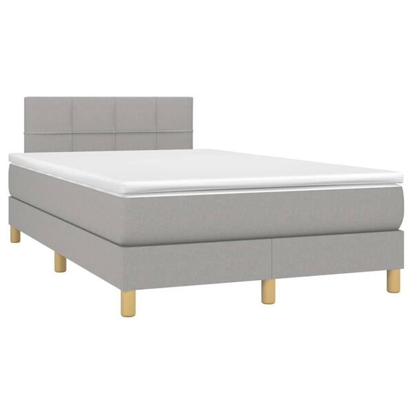 vidaXL Boxspring met matras stof lichtgrijs 120x190 cm