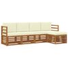 vidaXL Sofa-Sets 5 pcs Natuurlijk en Cr&egrave;me Massief Acaciahout