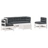 vidaXL 6-delige Loungeset met kussens massief grenenhout wit