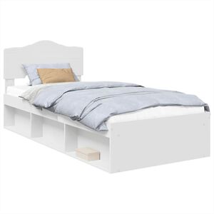 vidaXL Bedframe met hoofdeinde Wit 75 x 190 cm Massief grenenhout