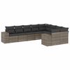 vidaXL 9-delige Loungeset met kussens poly rattan grijs
