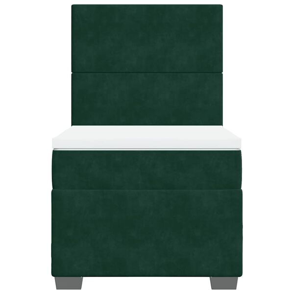 vidaXL Boxspring met matras fluweel donkergroen 80x200 cm