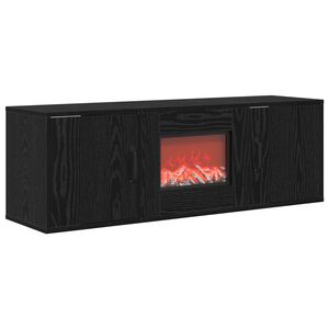 vidaXL Elektrische haard Zwart eiken 110 x 30 x 36,5 cm Bewerkt hout
