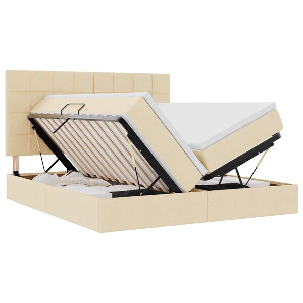 vidaXL Opslag bed met matras met opslag Cr&egrave;me 180 x 200 cm Nep Leer