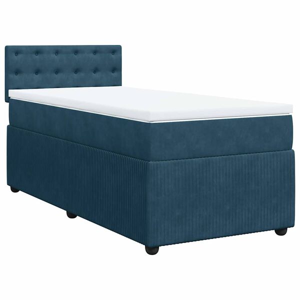 vidaXL Boxspring met matras fluweel blauw 90x190 cm