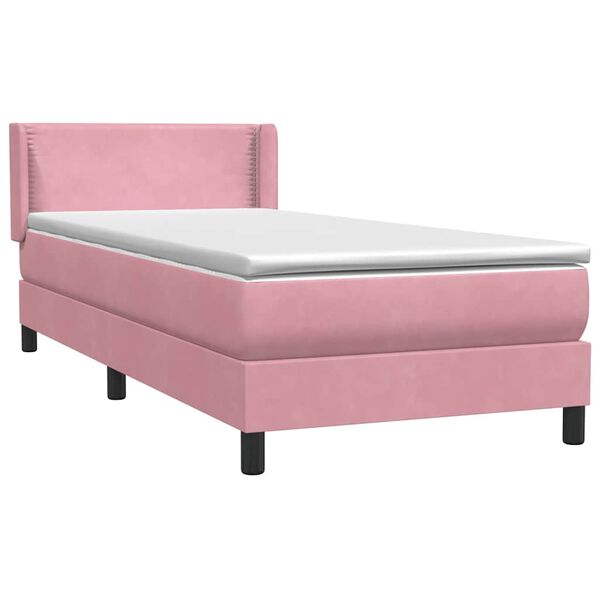 vidaXL Boxspring met matras fluweel roze 80x210 cm