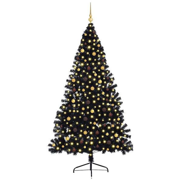 vidaXL Kunstmatig Voorverlicht Kerstboom met 300 LED Zwart 240 cm PVC