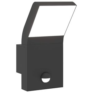 vidaXL Buitenwandlamp LED met sensors gegoten aluminium zwart