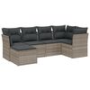 vidaXL 6-delige Loungeset met kussens poly rattan lichtgrijs