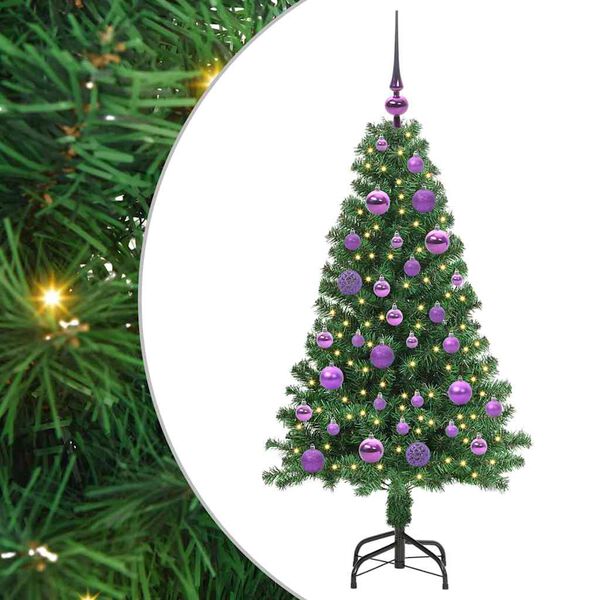vidaXL Kunstkerstboom Groen 120 cm PVC en Staal en Kunststof