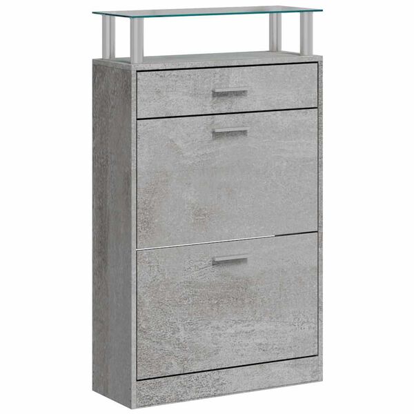 vidaXL Schoenenkast 63x24x104 cm bewerkt hout betongrijs