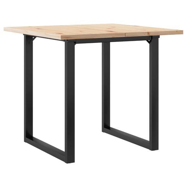 vidaXL Eettafel O-frame 80x80x75,5 cm massief grenenhout en staal