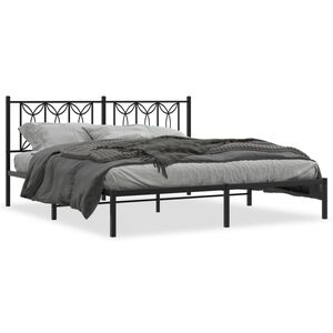 vidaXL Bedframe met hoofdbord metaal zwart 183x213 cm