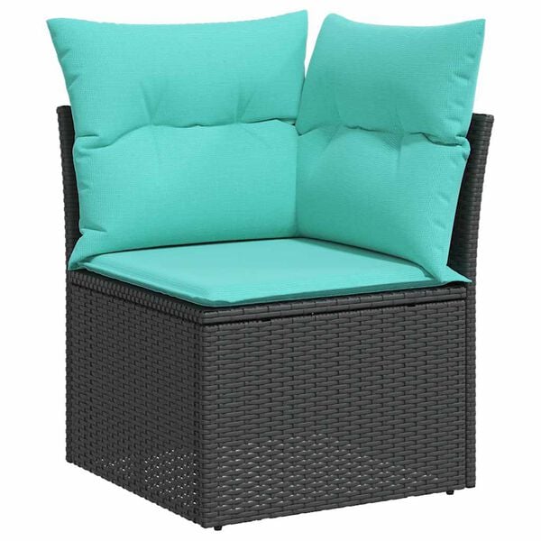 vidaXL 9-delige Loungeset met kussens poly rattan acacia zwart