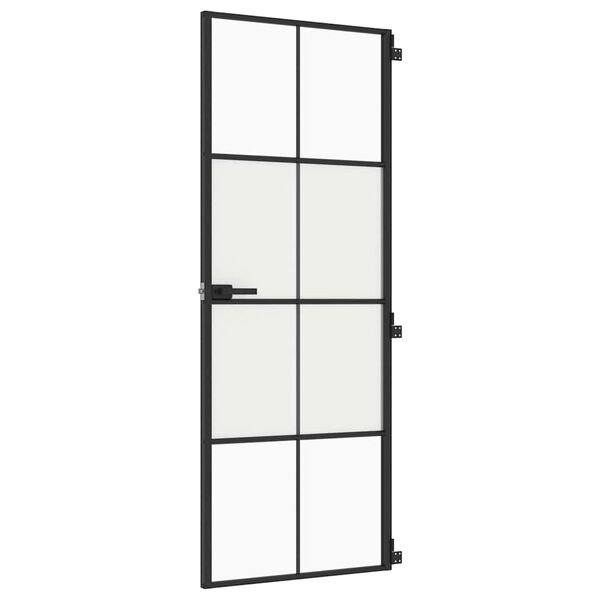 vidaXL Binnendeur smal 76x201,5 cm gehard glas en aluminium zwart