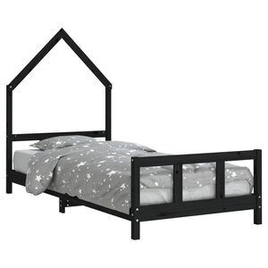vidaXL Kinderbedframe 90x190 cm massief grenenhout zwart