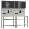 vidaXL Werkbankset 8 st Zwart en Grijs Gepoedercoat staal