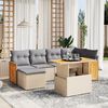 vidaXL 7-delige Loungeset met kussens poly rattan beige