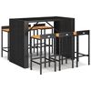 vidaXL 7-delige Tuinbarset poly rattan en massief acaciahout zwart