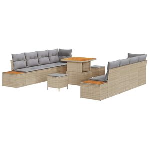 vidaXL Tuinbankenset 11 st 10-Aantal zitplaatsen Beige en Licht Grijs