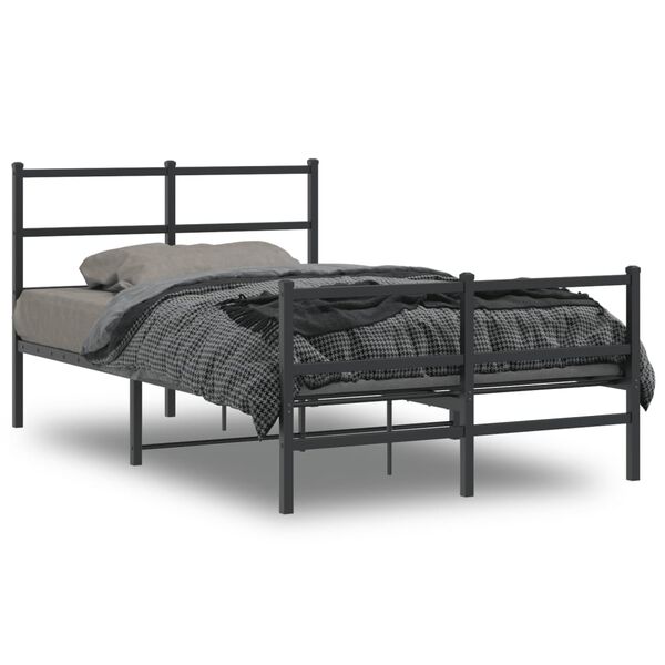 vidaXL Bedframe met hoofd- en voeteneinde&nbsp;metaal zwart 120x190 cm