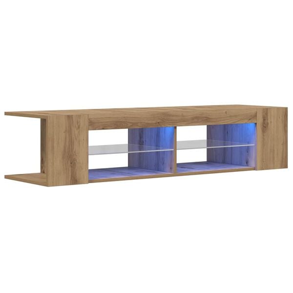 vidaXL Tv-meubel met LED 135x39x30 cm bewerkt hout artisanaal eiken