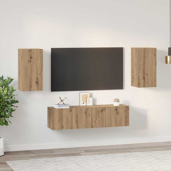 vidaXL Tv-meubelset 4 pcs artisanaal eikenkleurig 30.5 x 30 x 60 cm