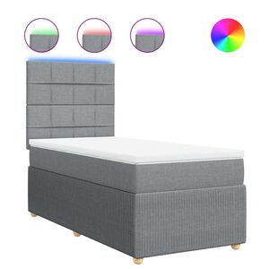 vidaXL Boxspring met matras stof lichtgrijs 80x200 cm