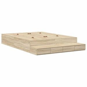 vidaXL Opbergbedframe met lade Sonoma Eiken 140 cm Bewerkt hout