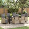 vidaXL Tuin eettafelset met kussen 7 pcs Beige poly rattan
