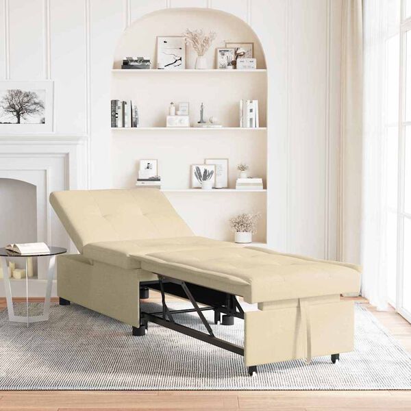 vidaXL Uittrekbare sofa bed Cr&egrave;me 194 x 50 x 82 cm Multiplex