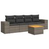vidaXL 5-delige Loungeset met kussens poly rattan grijs