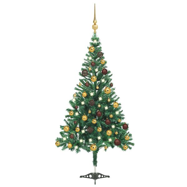 vidaXL Kunstkerstboom met verlichting en kerstballen 230 takken 120 cm
