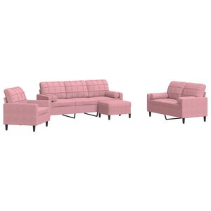 vidaXL 4-delige Loungeset met kussens en bolsters fluweel roze
