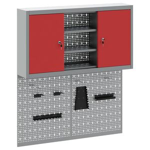 vidaXL Gereedschapskast set met plank 3 st Rood Gepoedercoat staal