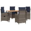 vidaXL Buiten eettafelset 5 st PE Rattan en Poeder-Coated Staal